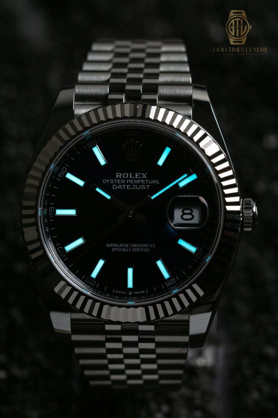 Rolex Datejust 41mm Blue Dial Fluted WG Bezel Jubilee Bracelet, photo 2 of 8